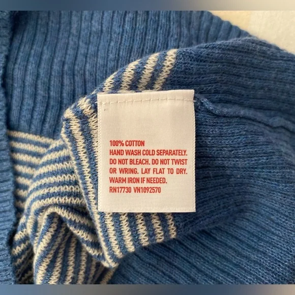 💯%Cotton, Soft, Lightweight and Comfy! Blue Striped, Hooded, Scoopneck Sweater - Picture 8 of 12